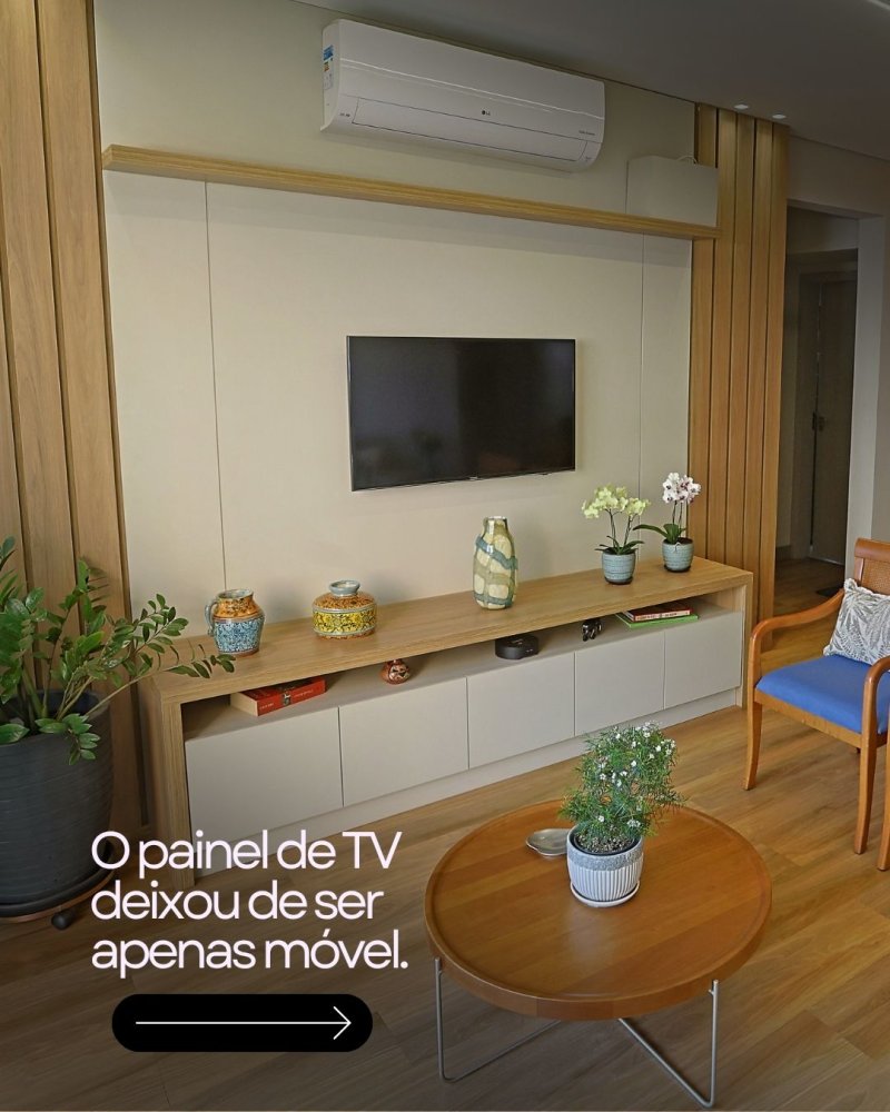 O painel de TV deixou de ser móvel. É a alma da sua sala.